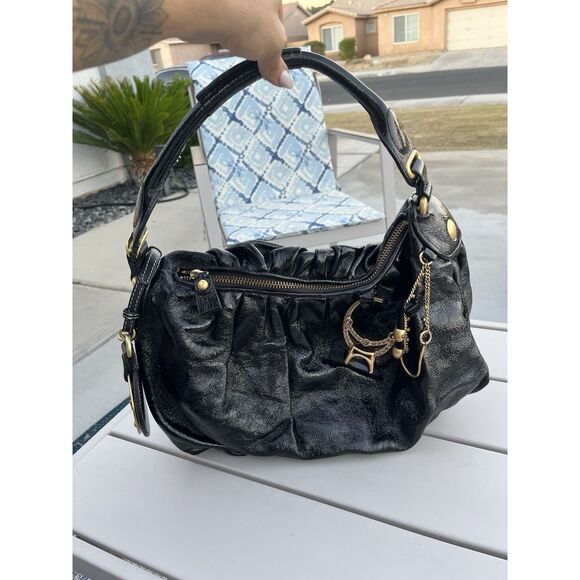 Juicy Couture Leather Embellished Y2K Boho Bag- OS - Black - Picture 1 of 16